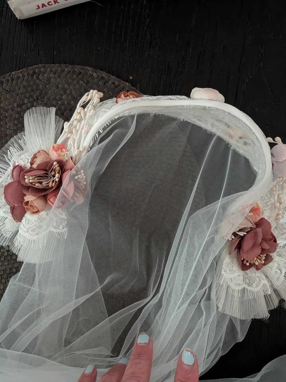 Vintage Floral Bridal Headband Off White